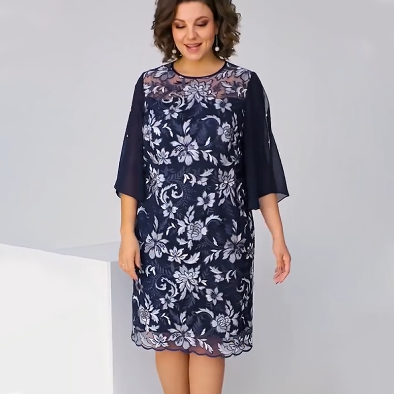 ✨Γυναικείο φόρεμα midi με φλοράλ print και mesh-GR