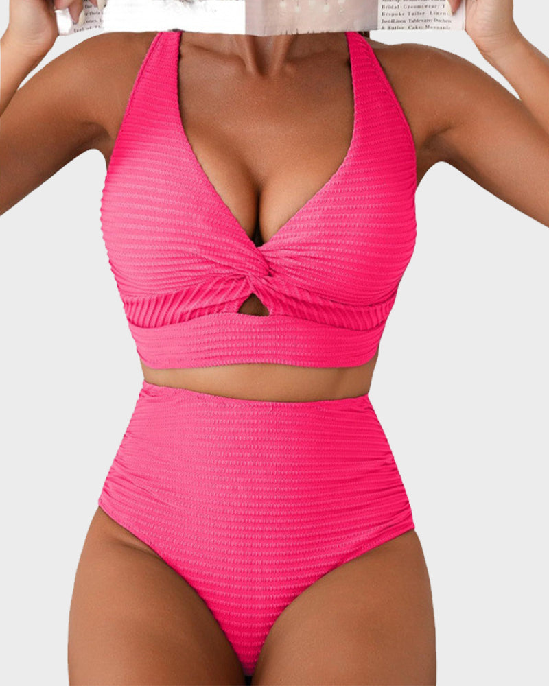 👙Aukšto liemens bikinio komplektas-LT