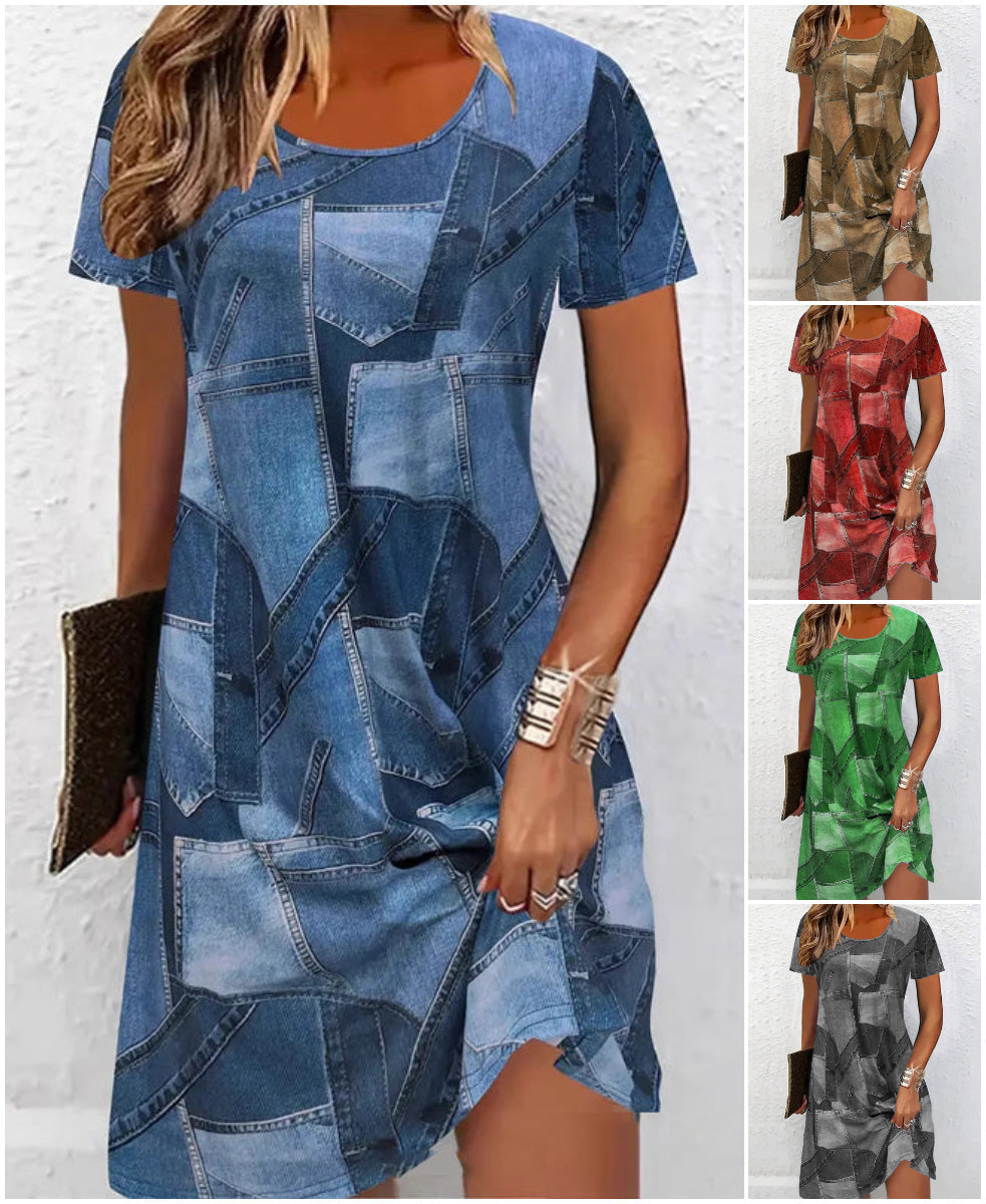 👗Γυναικείο casual φόρεμα με σχέδιο patchwork-GR