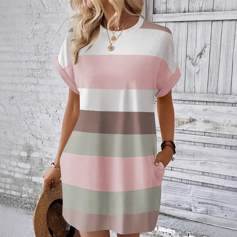 👗Ležerna ženska obleka z okroglim izrezom-SI