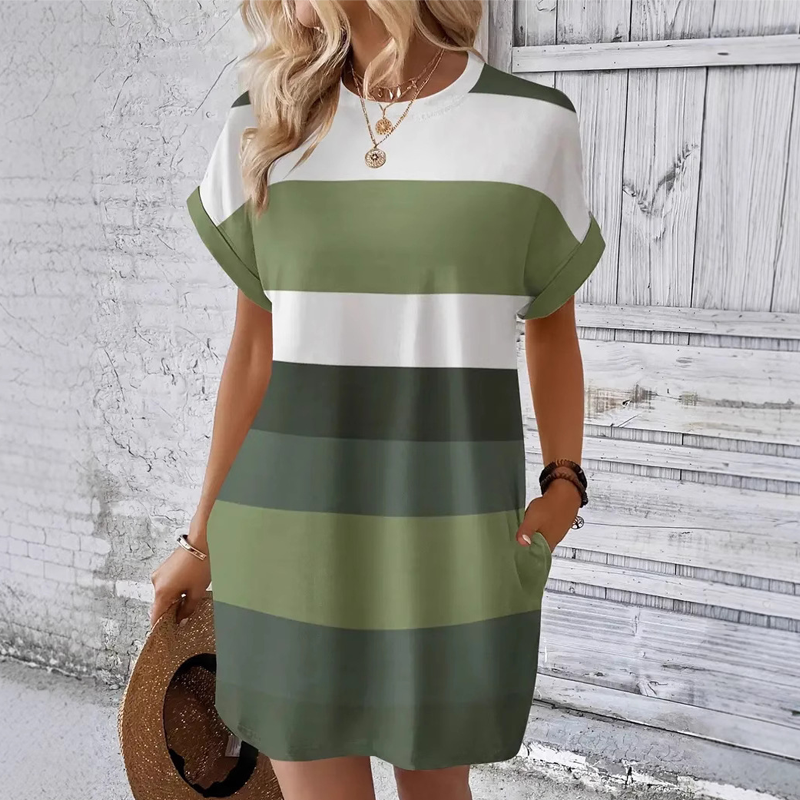 👗Ležerna ženska obleka z okroglim izrezom-SI