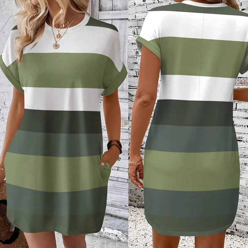 👗Ležerna ženska obleka z okroglim izrezom-SI