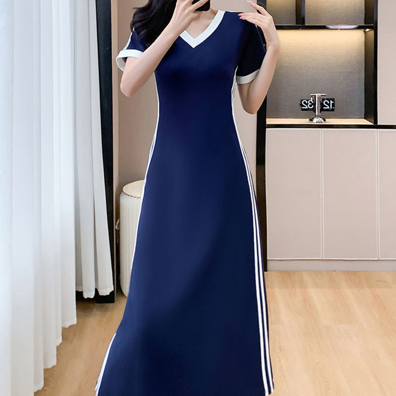【M-4XL】👗Ženska ležerna in preprosta obleka z V-izrezom-SI