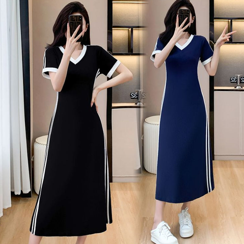【M-4XL】👗Ženska ležerna in preprosta obleka z V-izrezom-SI