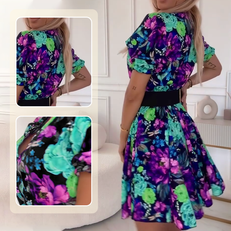 ⏳Ribotą laiką taikoma 50 % nuolaida💥✨Moteriška mini suknelė V formos iškirpte ir gėlių raštu-LT