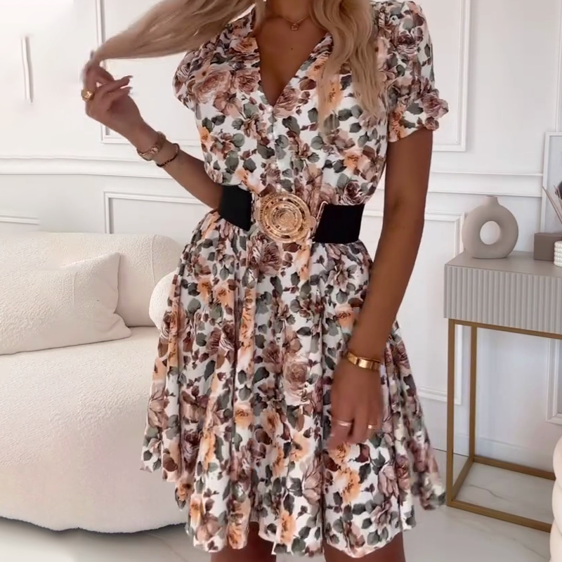 ⏳Ribotą laiką taikoma 50 % nuolaida💥✨Moteriška mini suknelė V formos iškirpte ir gėlių raštu-LT