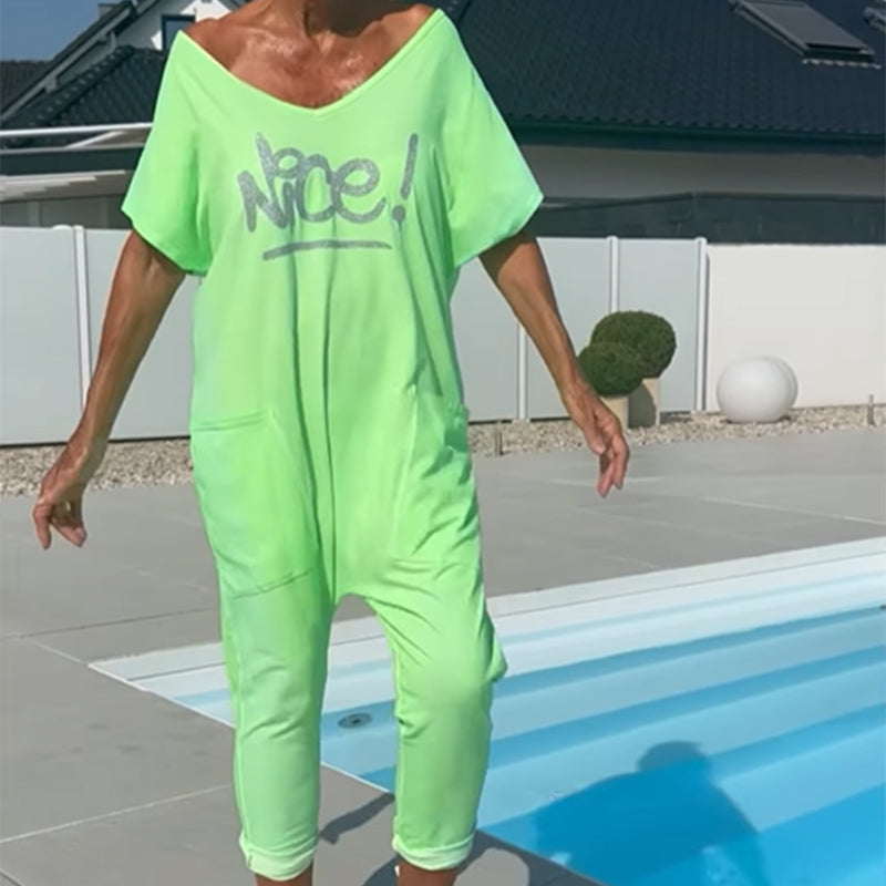💖【S~5XL】Ženski potiskani kombinezon za večje velikosti z žepi-SI