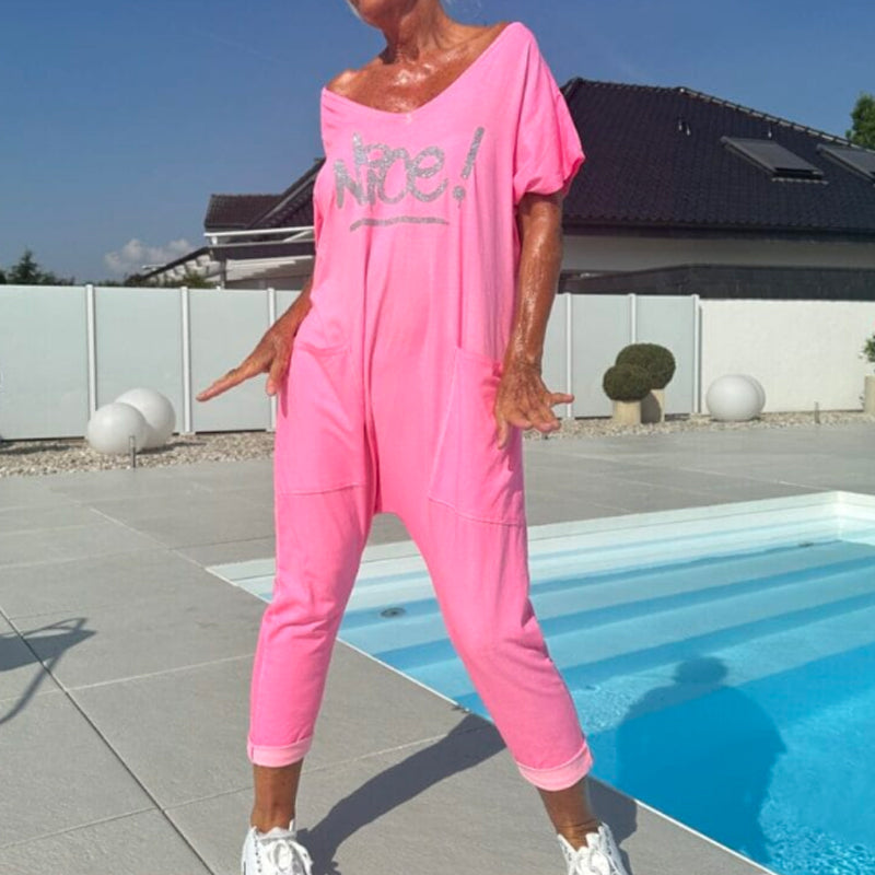 💖【S~5XL】Ženski potiskani kombinezon za večje velikosti z žepi-SI