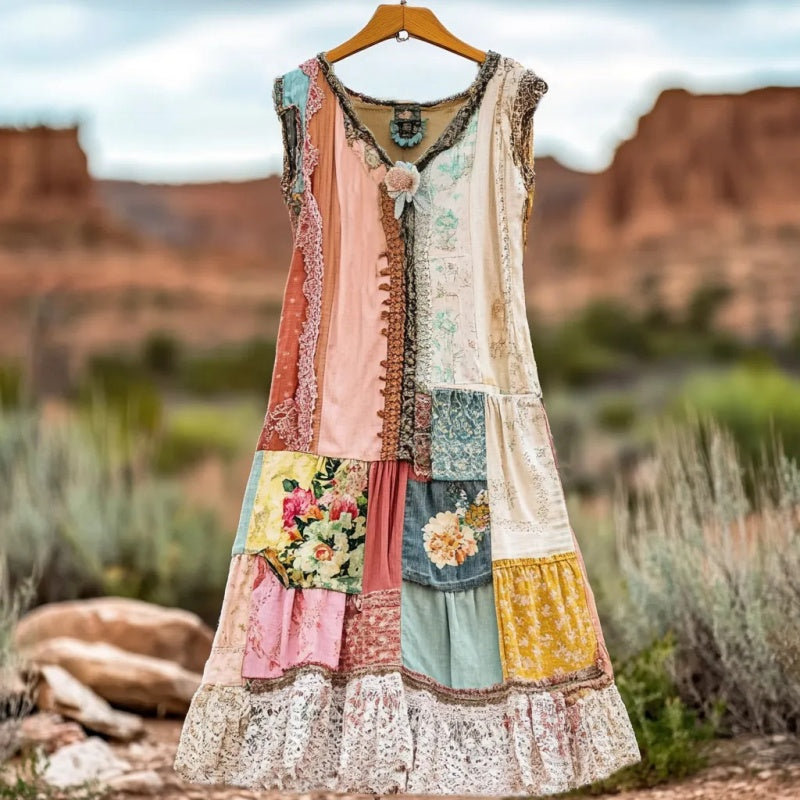 🔥 Rochie fără mâneci imprimată floral de epocă pentru femei 🍃👗-SI