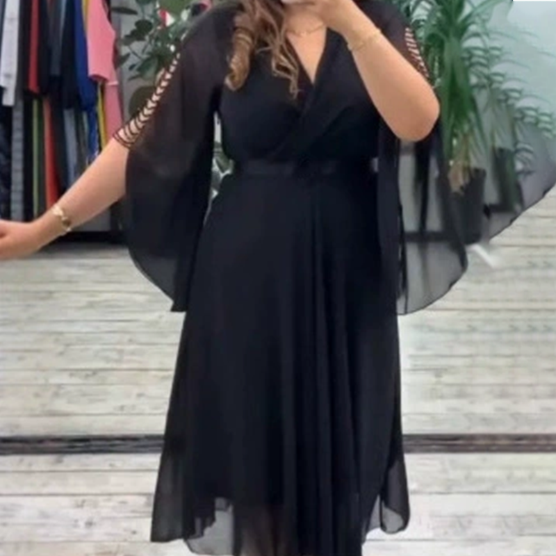👗 Elegantna obleka z V-izrezom za ženske-SI