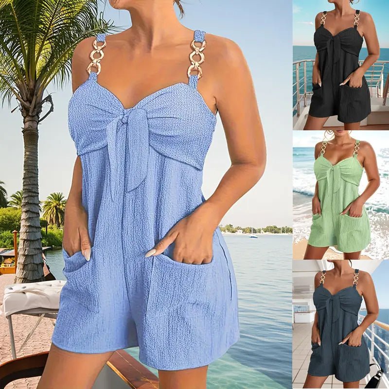 ✨Γυναικεία casual ολόσωμη φόρμα χωρίς μανίκια με σορτς-GR
