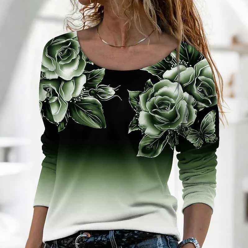 🔥👚Madinga ilgomis rankovėmis palaidinė su gėlių raštu-LT