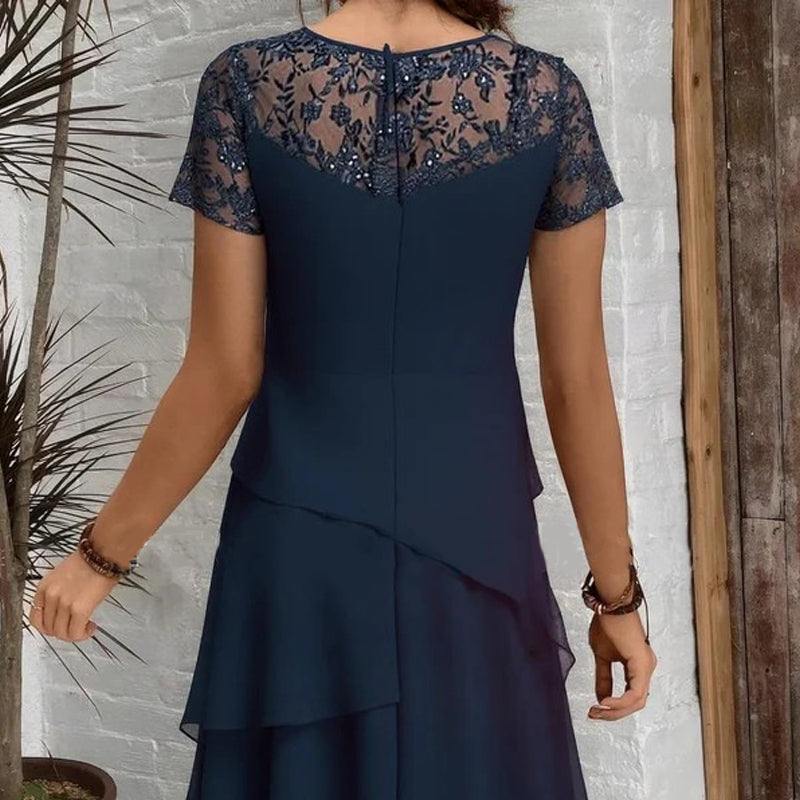 💖 [S-3XL] 👗✨️ Ženska večplastna mrežasta midi obleka A-kroja-SI