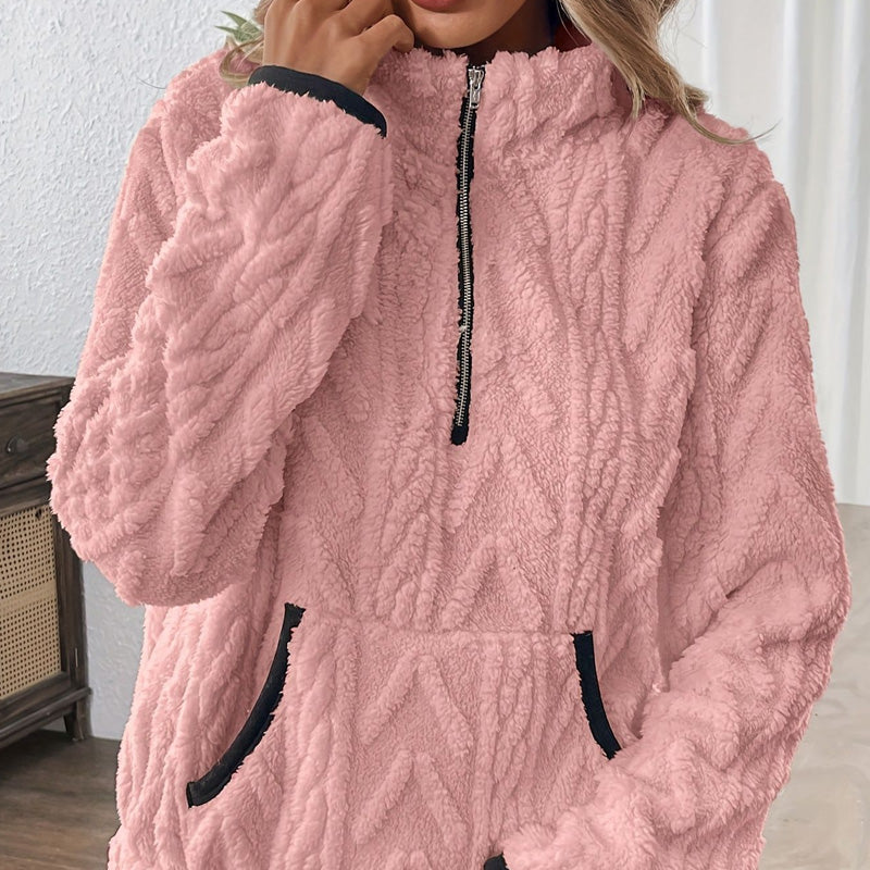 🍂 Pulover s kapuco in zadrgo na pol-SI