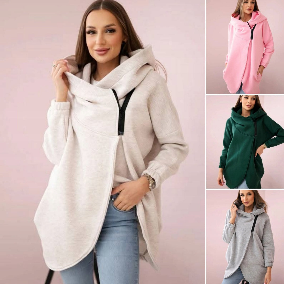 😍 (S-4XL) 🌼 Ženska prevelika debela jopa s kapuco-SI