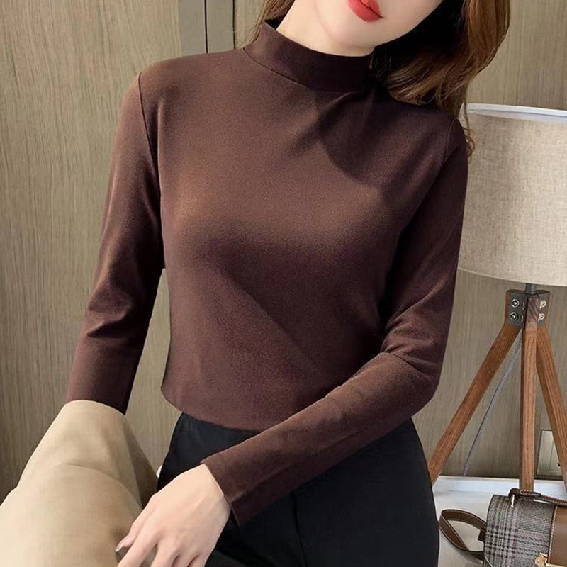 💖Udobna enobarvna ženska bluza z dolgimi rokavi in puloverjem-SI