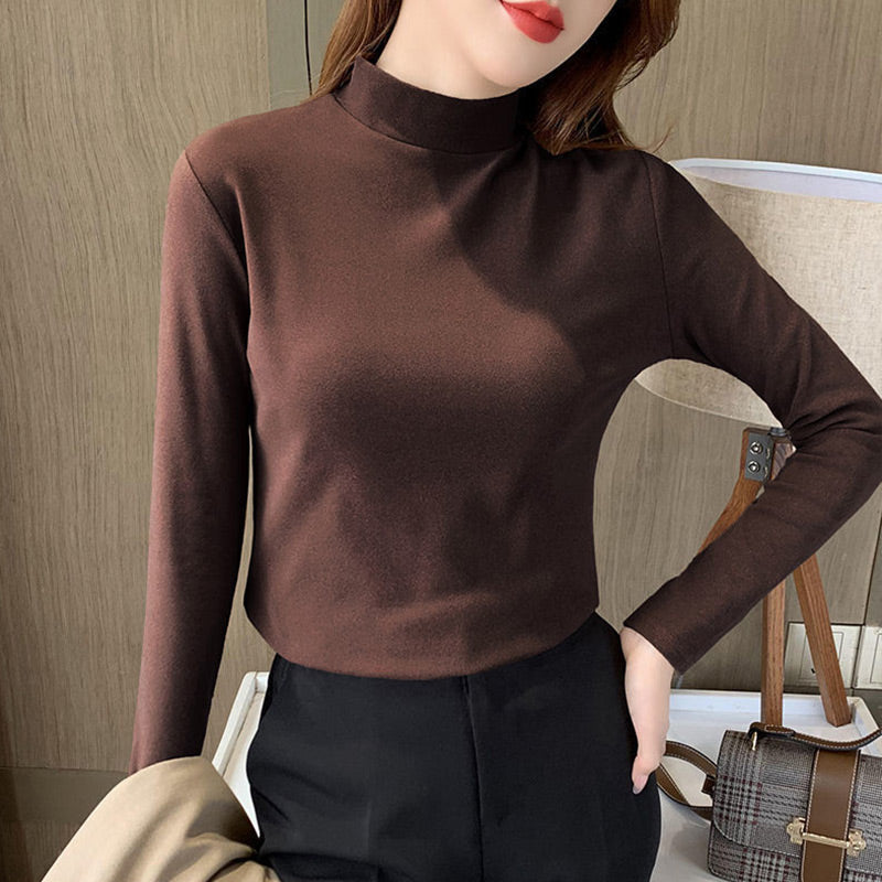 💖Udobna enobarvna ženska bluza z dolgimi rokavi in puloverjem-SI