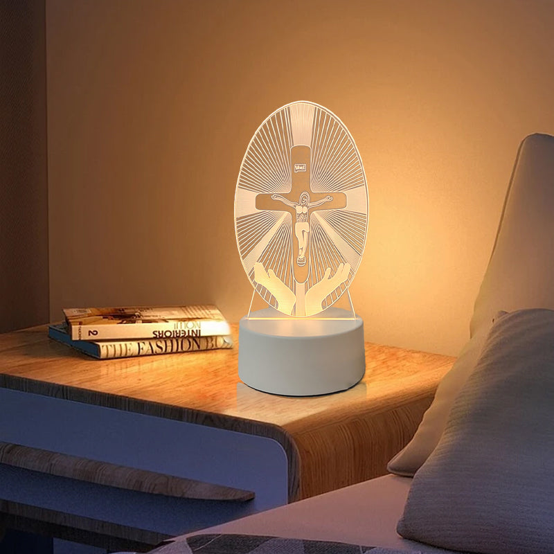 🌙 Mir in vera v eni luči – 3D nočna svetilka z Jezusom-SI