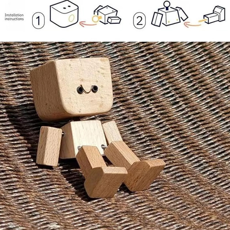 Žavinga maža medinė figūrėlė, kuri juda su 12 skirtingų veido išraiškų-LT