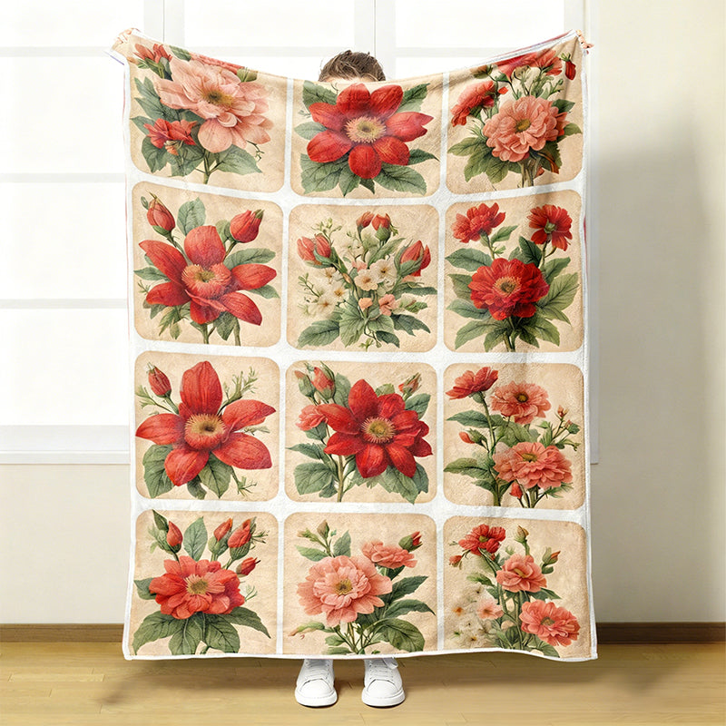 🌼 Prijetna in mehka flanelasta odeja s cvetličnim vzorcem 🛋️💐-SI