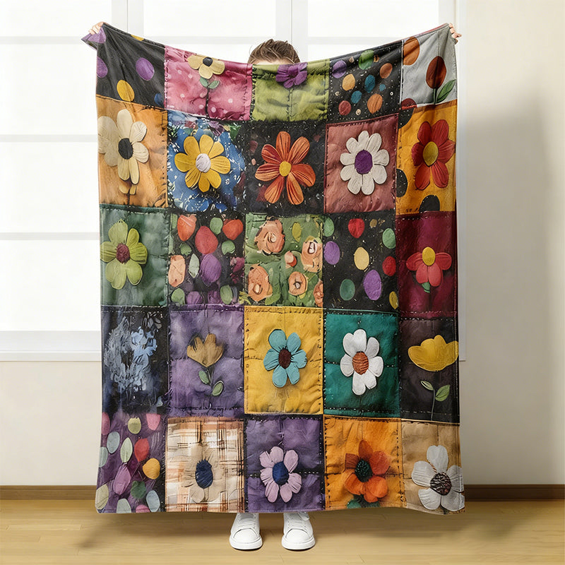 🌼 Prijetna in mehka flanelasta odeja s cvetličnim vzorcem 🛋️💐-SI