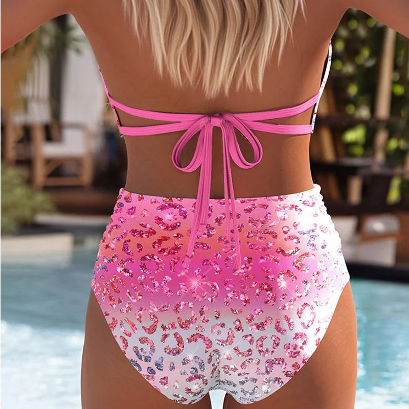👙🌊 Seksualus bikinis su petnešėlėmis ir raštais-LT