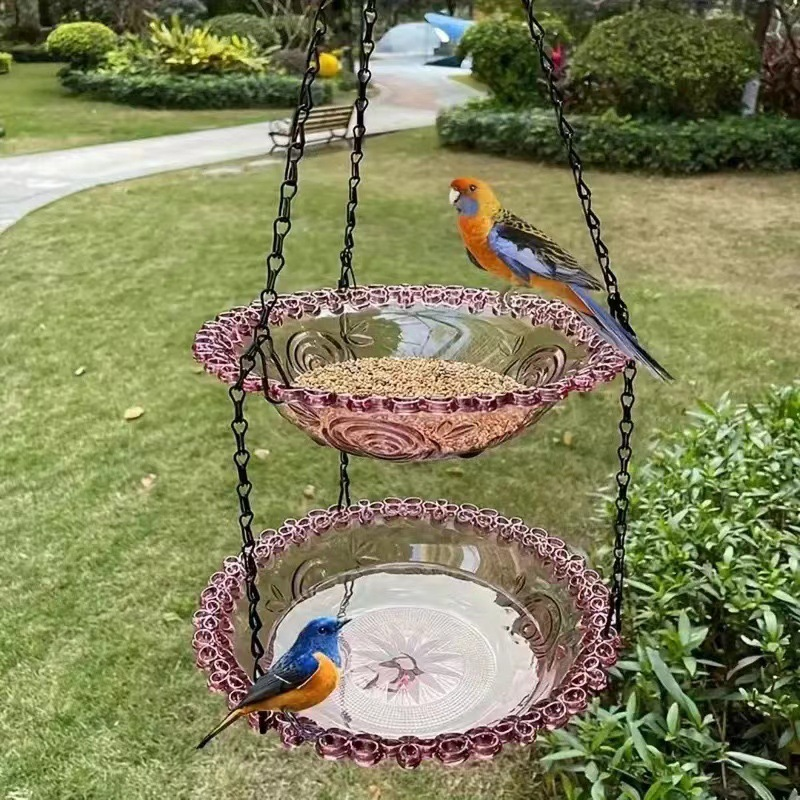 🐦Vintažinė pakabinama paukščių lesyklėlė ir vonia-LT