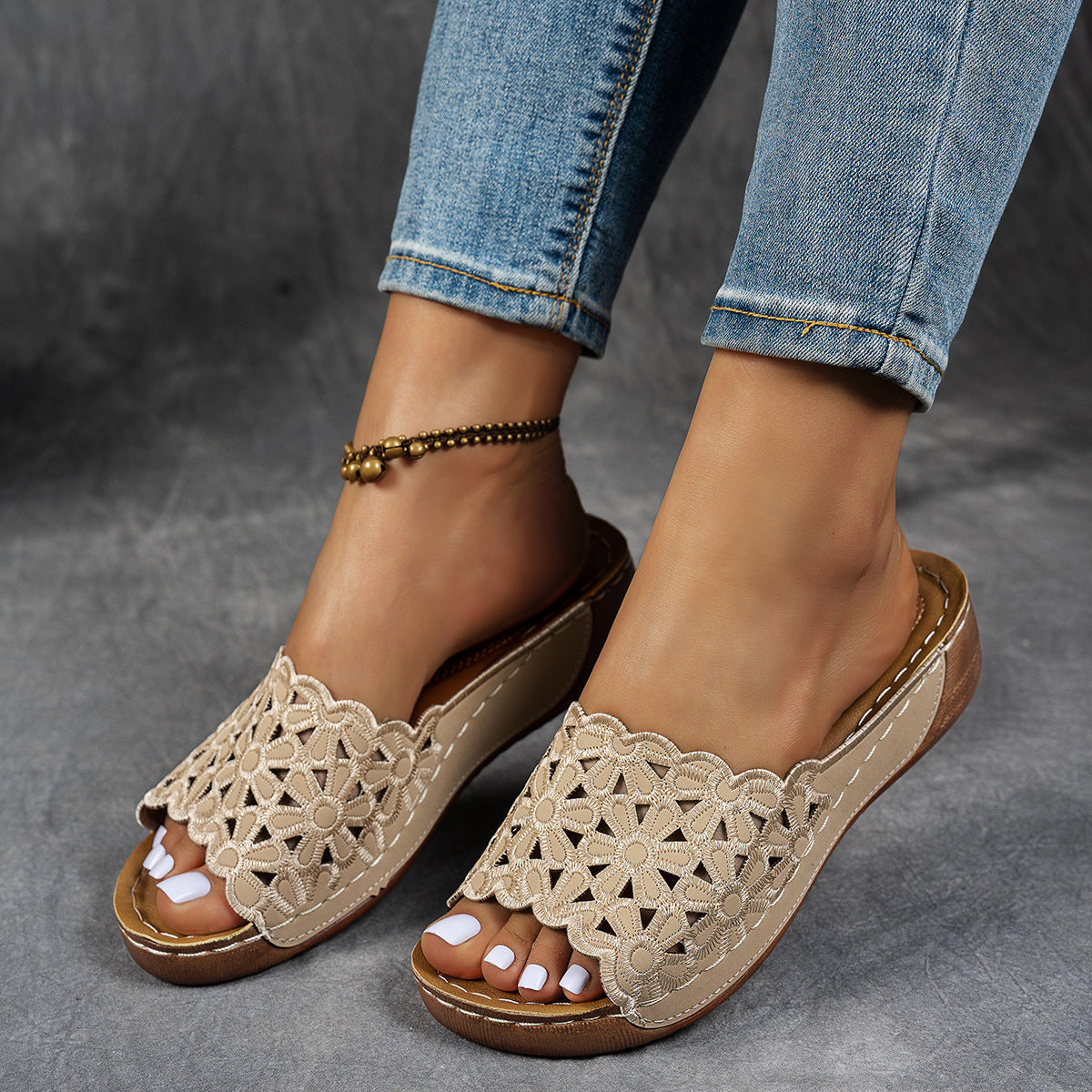 🌸 Αναπνέουσες, ορθοπεδικές παντόφλες για γυναίκες με ανοιχτά δάχτυλα, απαλή επένδυση και στήριξη της καμάρας | Άνεση όλη μέρα, ανακούφιση από τον πόνο των ποδιών 👣✨-GR