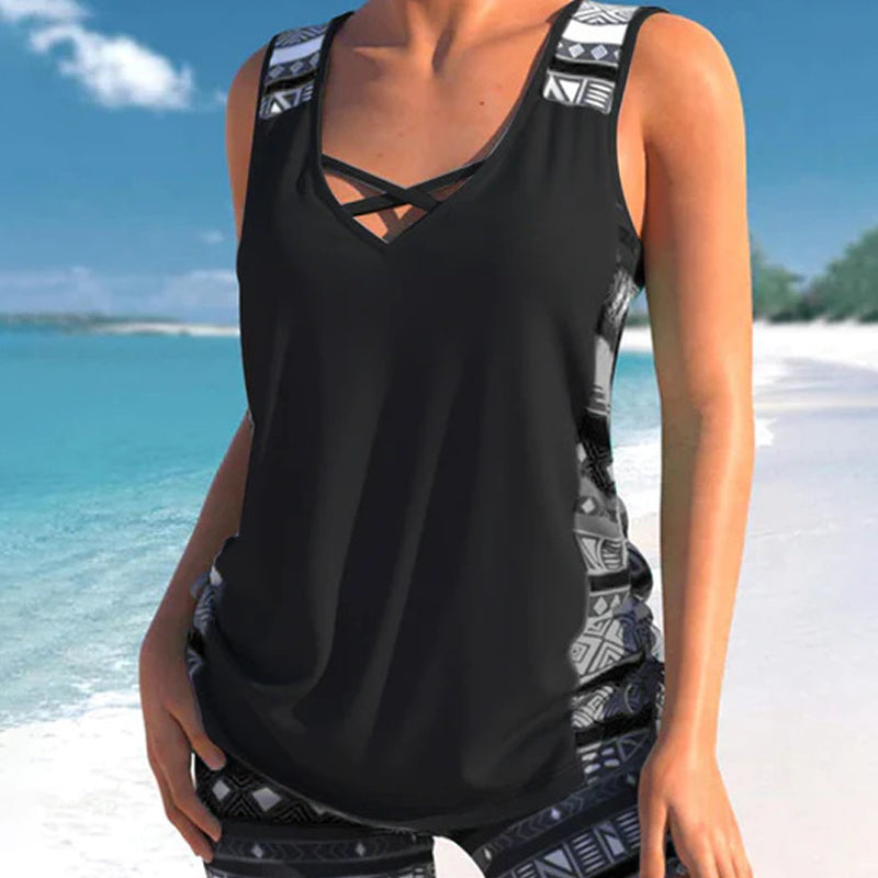 👙S-3XL🏖️Γυναικείο μαγιό tankini δύο τεμαχίων με σχέδιο-GR