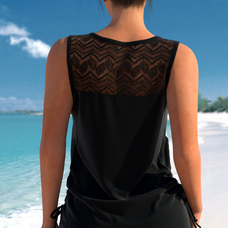 Traje de baño tankini de dos piezas estampado para mujer, tallas S-3XL-ES