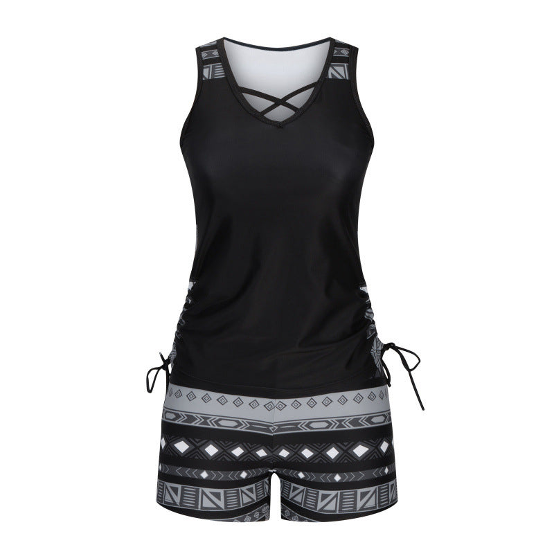 Traje de baño tankini de dos piezas estampado para mujer, tallas S-3XL-ES