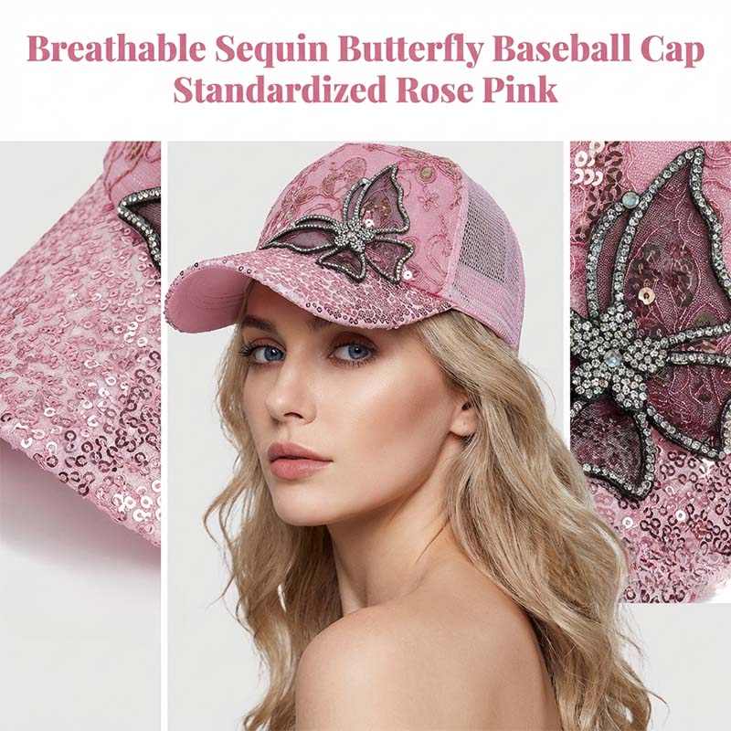 📦 Plačilo ob dostavi – Bleščeča baseball kapa "Kristalni metulj" | Bleščeče dvostranske bleščice, bleščeč dizajn metulja 🧢✨-SI
