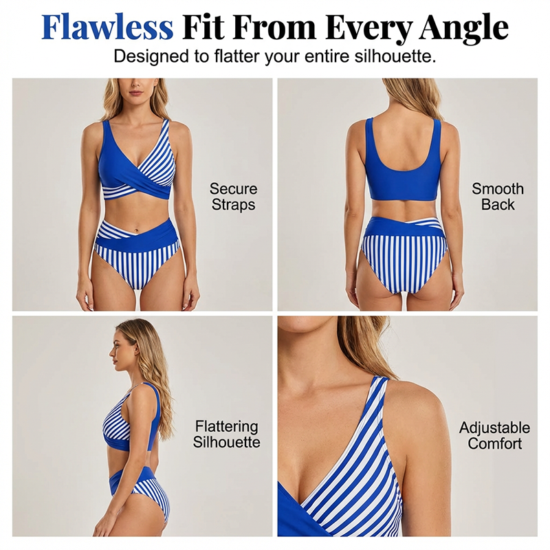 👙 Barvno blokovni bikini S-3XL: Elegantne in oblikovane dvodelne kopalke 🌊-SI
