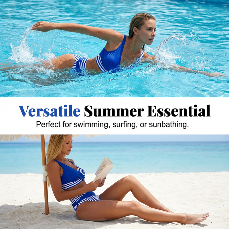 👙 Barvno blokovni bikini S-3XL: Elegantne in oblikovane dvodelne kopalke 🌊-SI