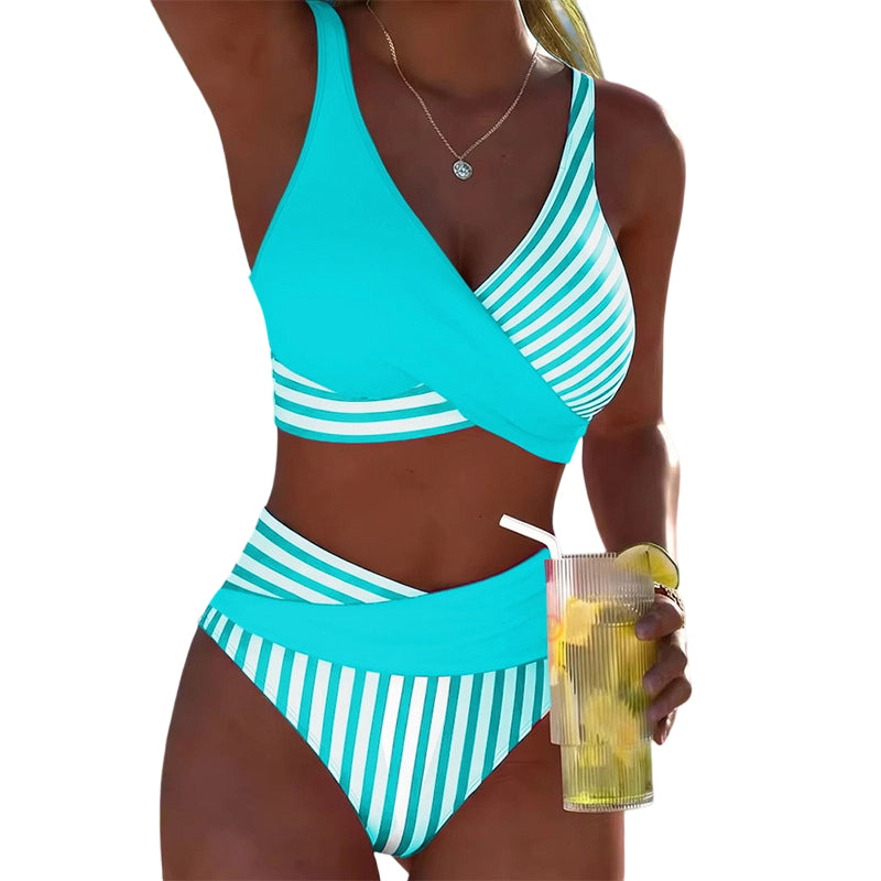 👙 Barvno blokovni bikini S-3XL: Elegantne in oblikovane dvodelne kopalke 🌊-SI
