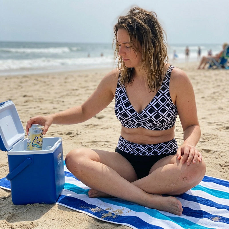 👙🌊Ženski dvodelni bikini komplet z visokim pasom-SI