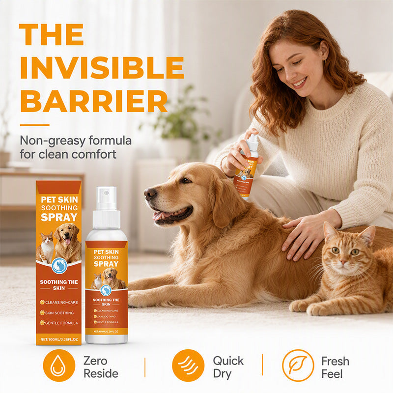 🐾 Pet Skin nyugtató spray – Kíméletes viszketéscsillapítás és hidratáló ápolás kutyáknak és macskáknak